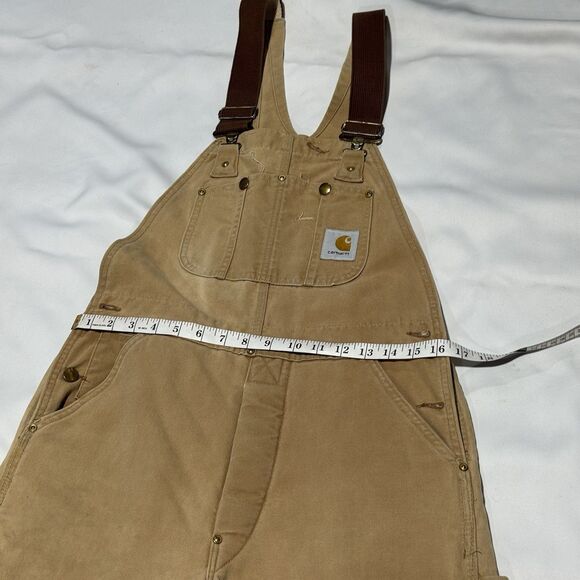 Vintage Carhartt Bib Overalls Size 32x29 Double Knee Canvas Duck - Picture 3 of 11